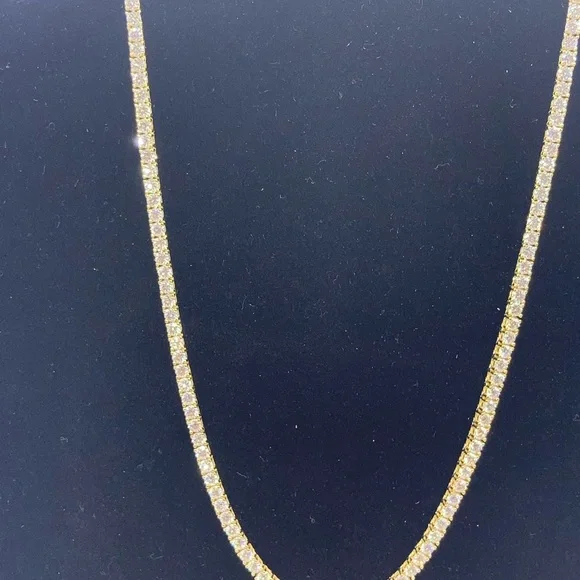 18k Yellow Gold Plated Moissanite Tennis Chain Necklace 18-24” 3mm 925 Silver - Picture 7 of 7